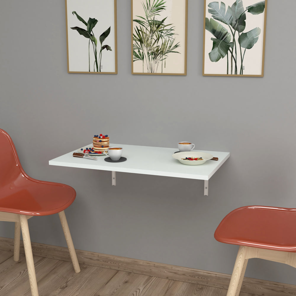 Vägghopfällbart bord Klepp 72x45cm Vit [en.casa] - premiumXL