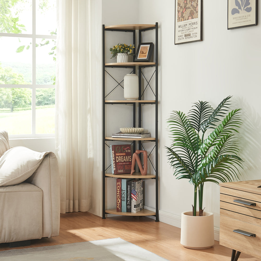 Blomsterhylla Ulfborg 6 hyllor 160x30x30 cm Svart/Eklook [en.casa] - premiumXL