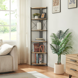 Växtställ Ulfborg 6 hyllor 160x30x30 cm Svart/Eklook [en.casa]