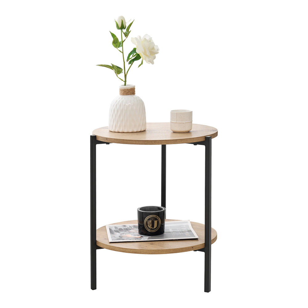 Satsbord Kuopio 50xØ40cm Svart/Trälook [en.casa] - premiumXL