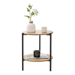Sidobord Kuopio 50xØ40cm svart/trälook [en.casa]