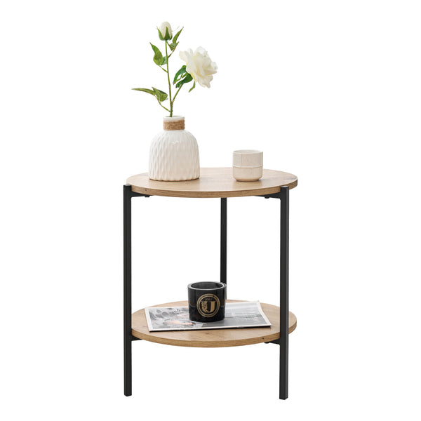 Sidobord Kuopio 50xØ40cm svart/trälook [en.casa]