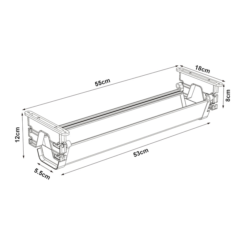 Måttskiss Skegness kabelkanal 55x18x12 cm vit [pro.tec]