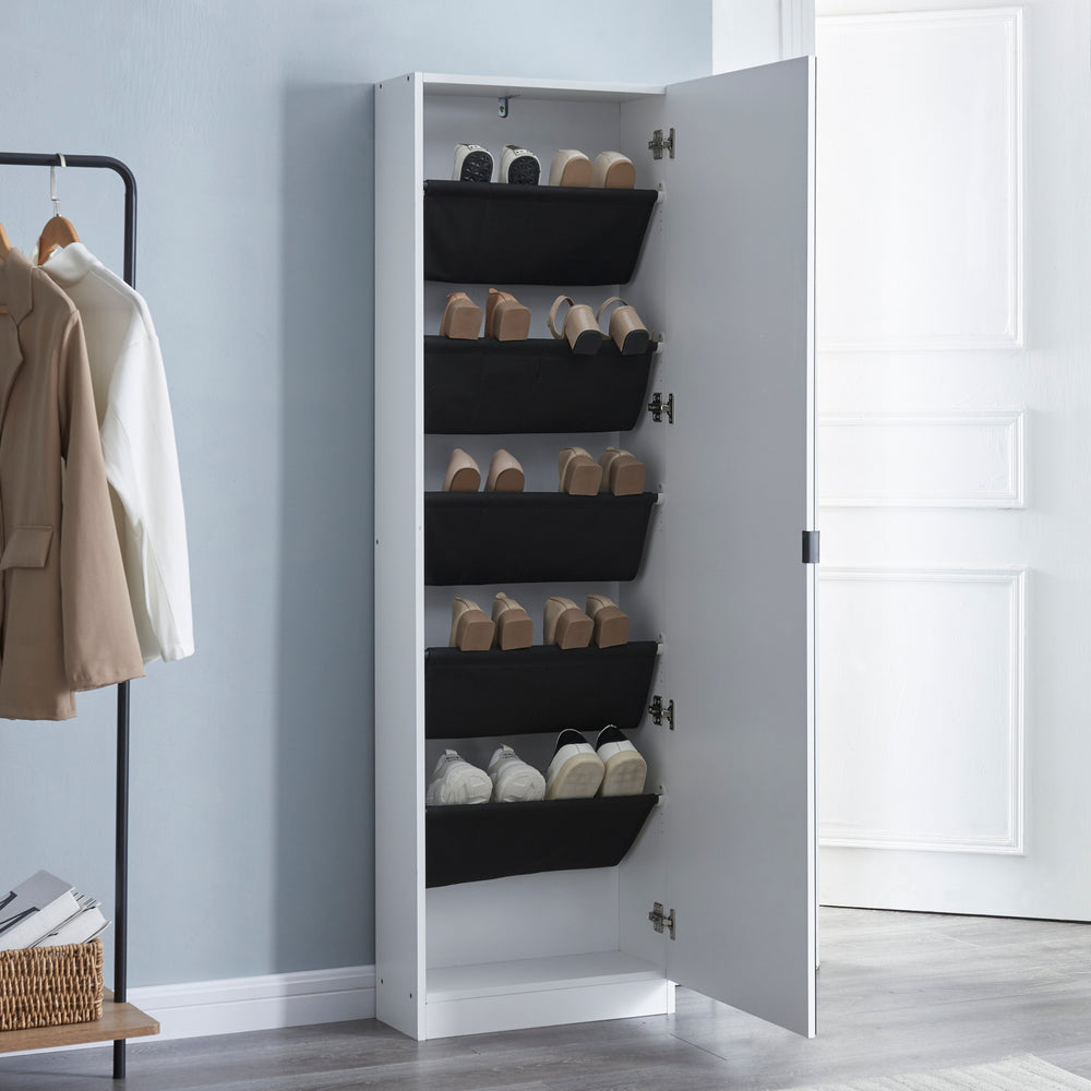 Skoskåp Meura 160x48x20cm speglad Vit [en.casa] - premiumXL