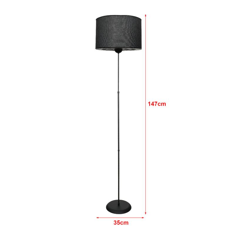 Måttskiss Golvlampa Malmesbury 1 x E27 Metall Svart [lux.pro]