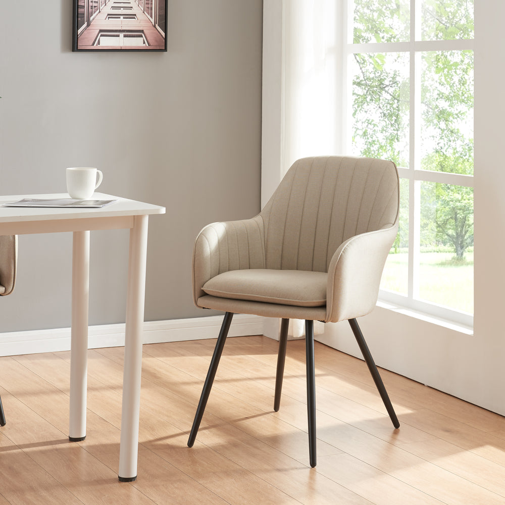 Matstol Kannonkoski i 2-pack Beige [en.casa] - premiumXL