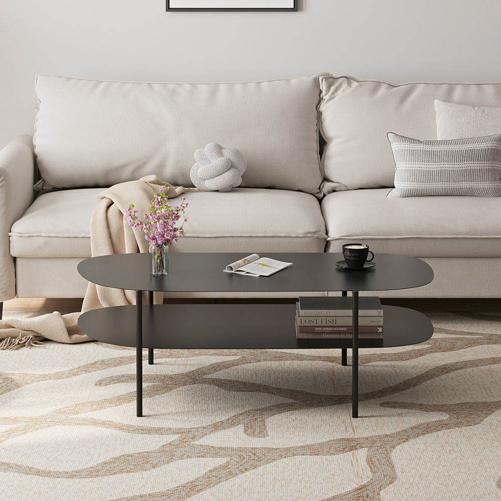 Soffbord Enebakk 112x62x40,5cm Svart, matt [en.casa] - premiumXL