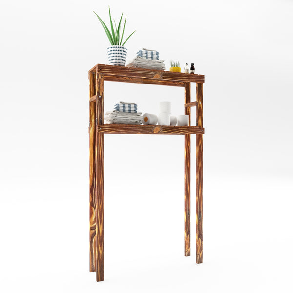Hylla för tvättmaskin Kinnula 120x70x20cm Mörkt trä [en.casa]
