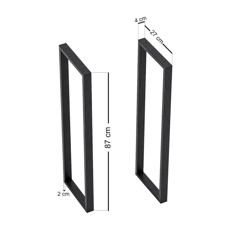 Måttskiss Bordsstativ Kauniainen set om 2 stål 87x27 cm [en.casa]