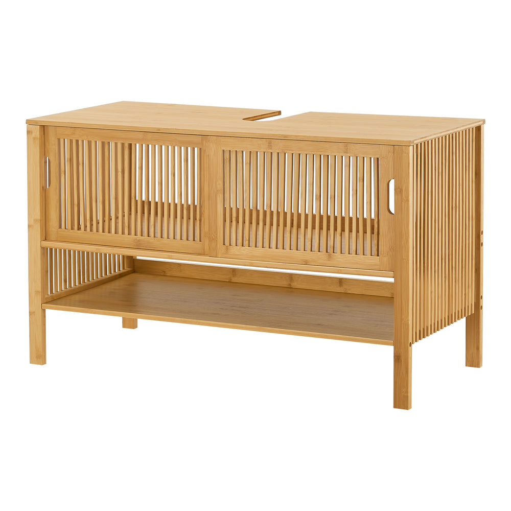 Tvättställsskåp Hvaler 60x100x45cm bambu [en.casa] - premiumXL