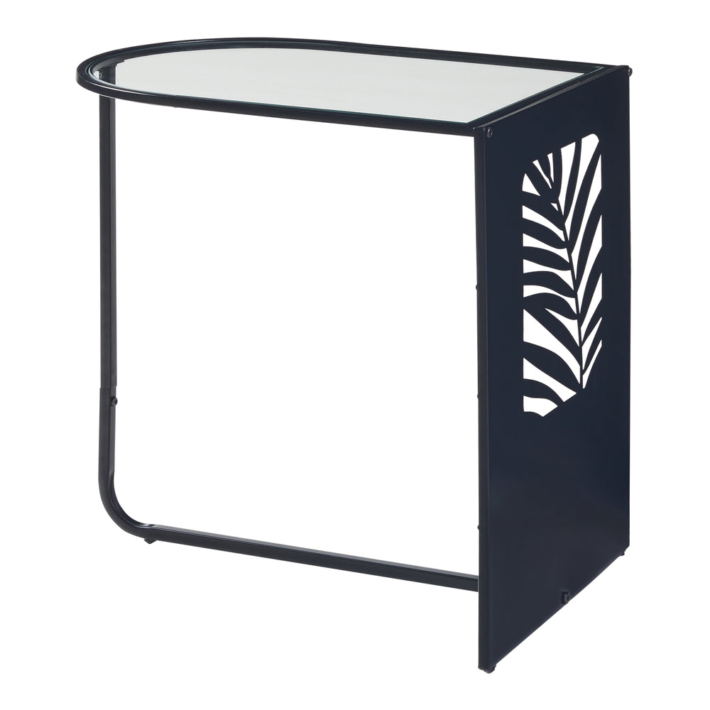 Satsbord Ulvik 50x50x35cm i metall och glas svart [en.casa] - premiumXL