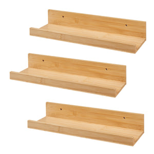 Vägghylla set Gildeskål set om 3 40x13x7cm bambu [en.casa]