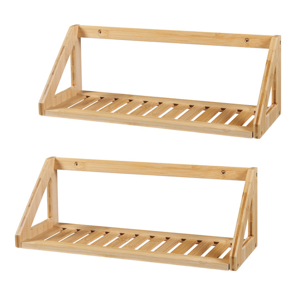 Vägghylla set Gjerdrum set om 2 43x15x15cm bambu [en.casa]