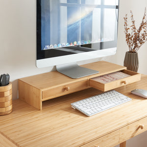 Monitorstativ Hallstahammar 56x18x9,5 cm bambu [en.casa]