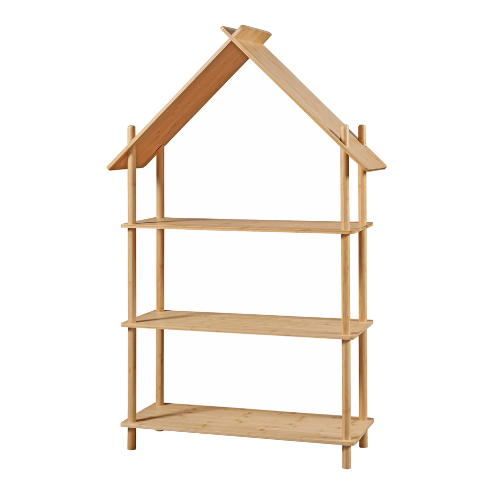 Barnhylla Hamarøy bambu i husdesign 137x90x30cm [en.casa] - premiumXL