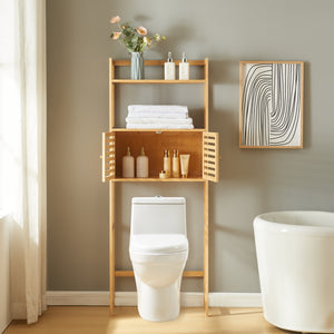 Badrumsställ Haugesund 158x60x26 cm Bambus [en.casa]