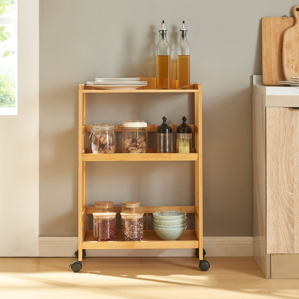 Serveringsvagn Huddinge 80x53x30 cm bambu [en.casa] - premiumXL