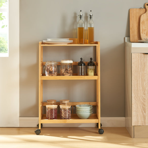 Serveringsvagn Huddinge 80x53x30 cm Bambus [en.casa]
