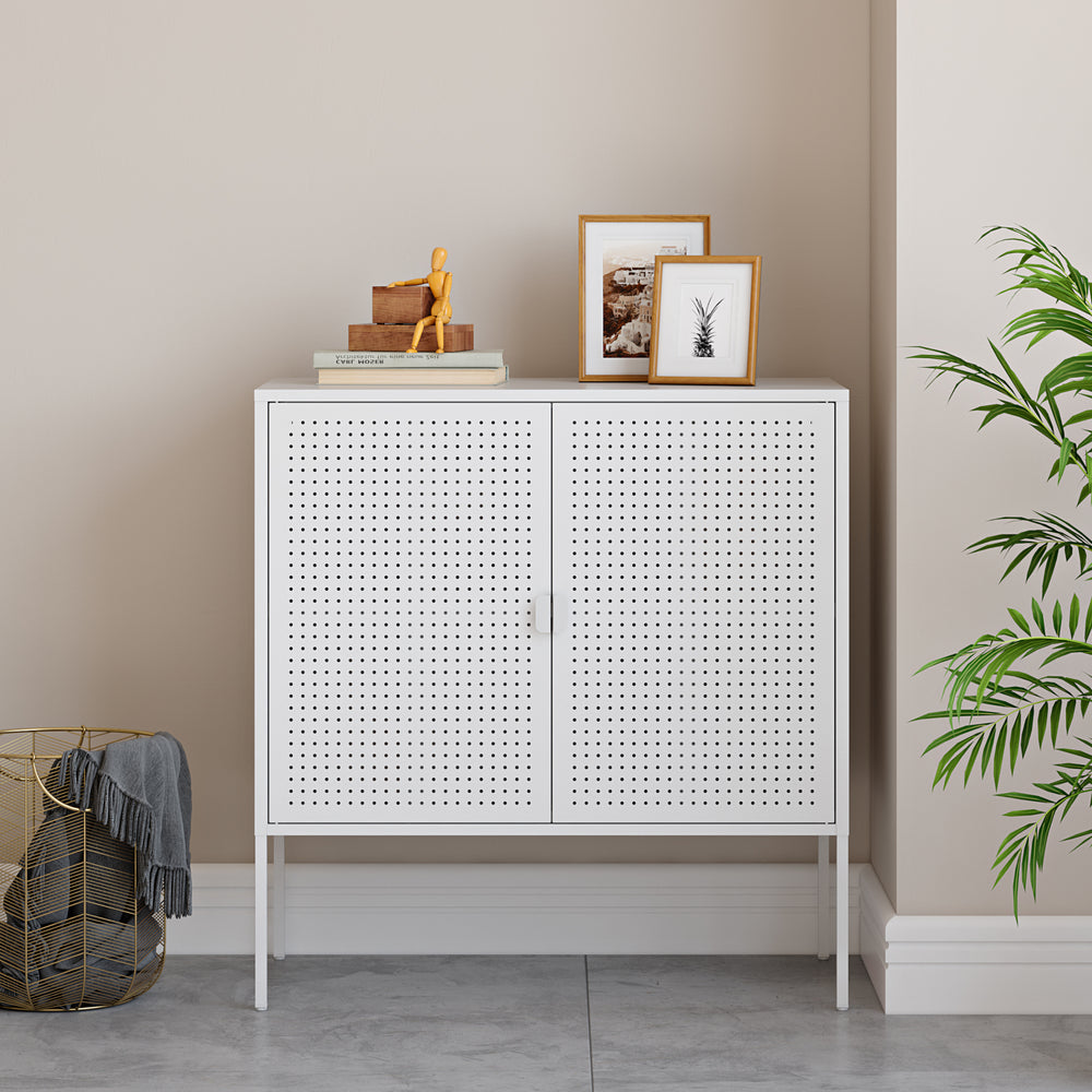 Sideboard Castelli 82,5 x 80 x 40 cm vit stål [en.casa] - premiumXL