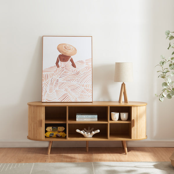 Tv-bänk Nordkapp 140x40x56 cm bambu [en.casa] 