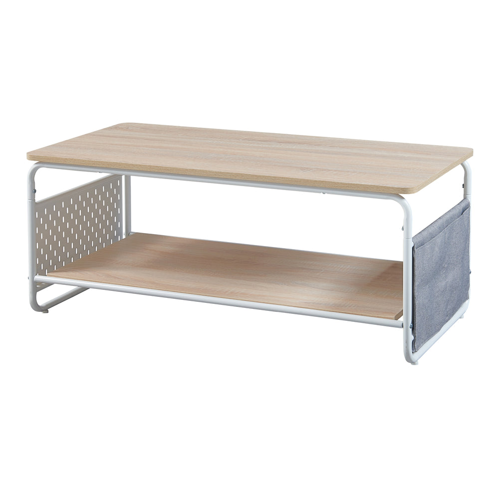 Soffbord Dyrøy 100x50x43cm Vit/Ek [en.casa] - premiumXL