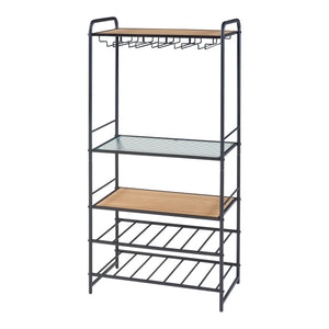 Hustadvika vinställ 120x61x33cm svart/ek [en.casa]