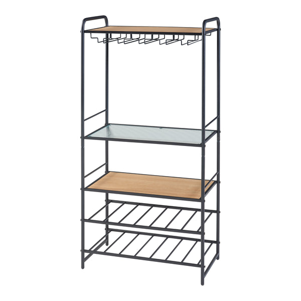 Hustadvika vinställ 120x61x33cm svart/ek [en.casa]