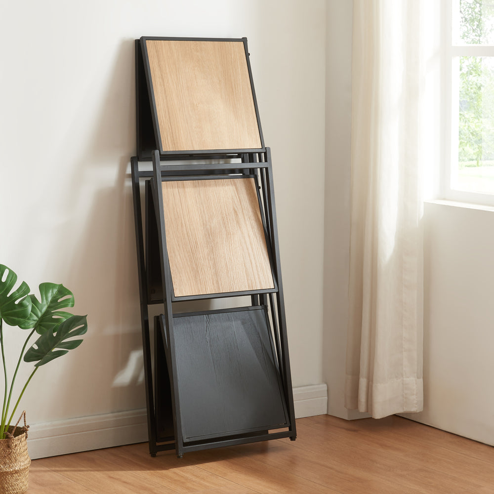 Fällhylla Telemark 81x68x38 cm Svart/Ek-look [en.casa] - premiumXL