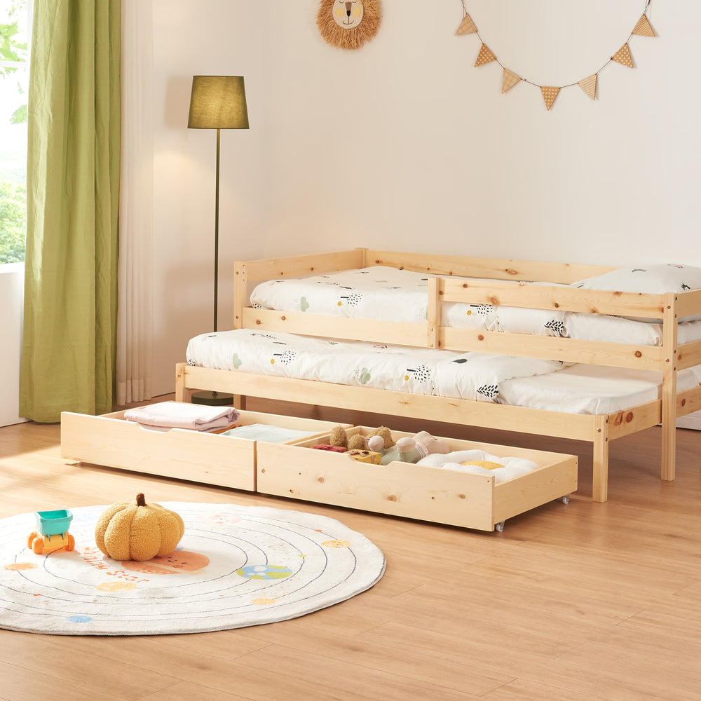 Dubbelsäng - barnsäng Sonkajärvi 90x200cm furu natur [en.casa] - premiumXL