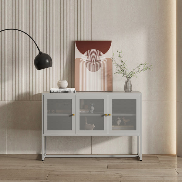 Sideboard Sund med 3 dörrar Stålgrå [en.casa]