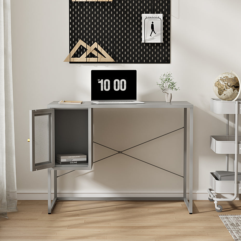 Skrivbord Sund stål 75x100x50 cm grå [en.casa] - premiumXL