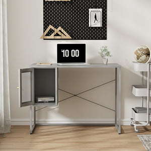 Skrivbord Sund Stål 75x100x50 cm Grå [en.casa]
