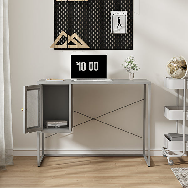 Skrivbord Sund Stål 75x100x50 cm Grå [en.casa]
