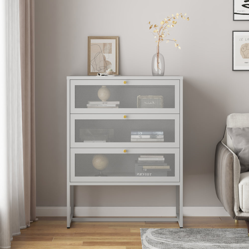 Kontorsskåp Sund med 3 lådor 105x80x40 cm Grå [en.casa] - premiumXL