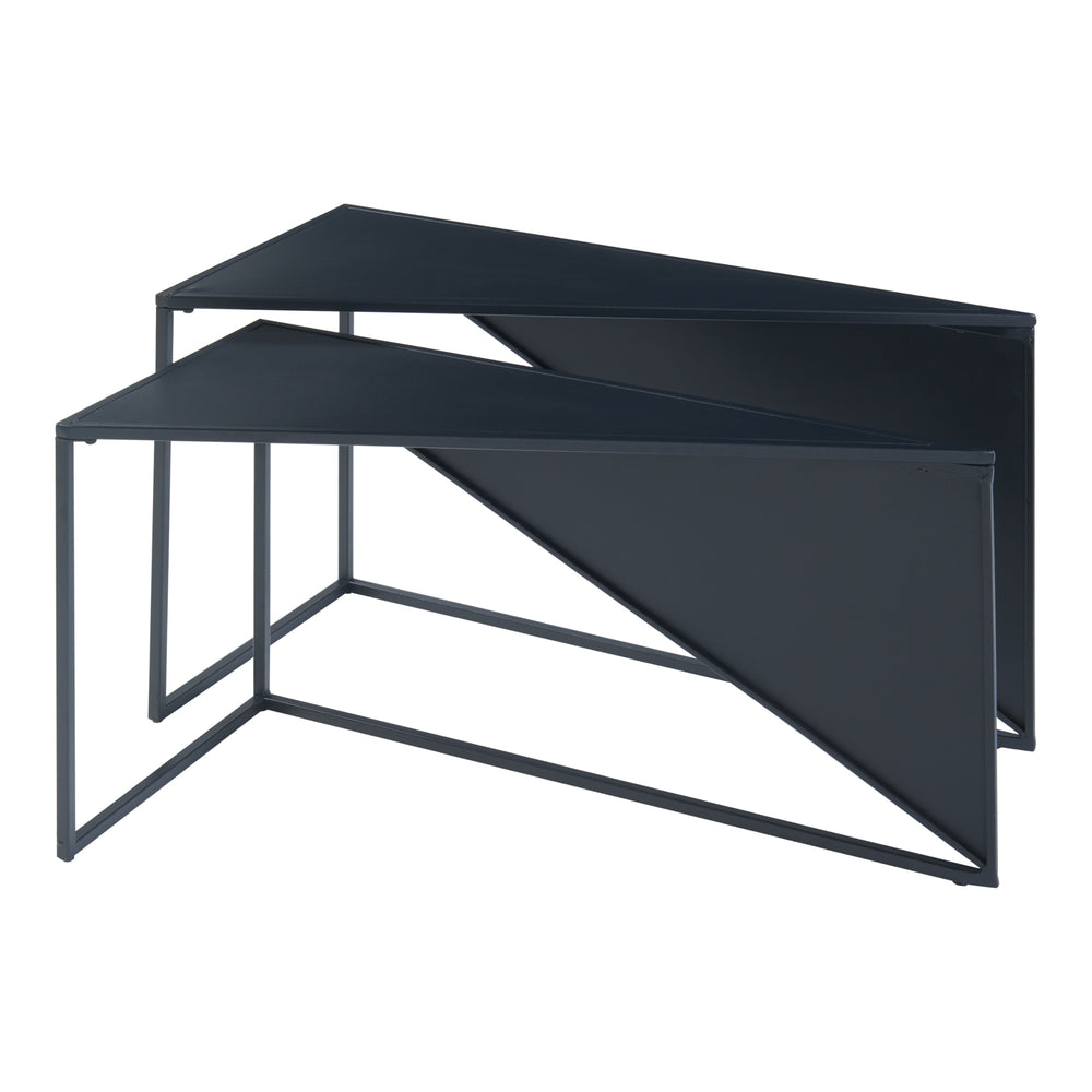Satsbord Kungsör 2-set Metall Svart [en.casa] - premiumXL
