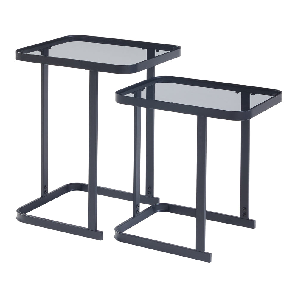Satsbord Laxå 2-set Glas och metall Svart [en.casa] - premiumXL