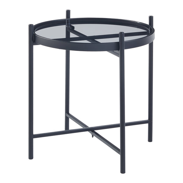Sidobord Lier 46xØ41,5 cm metall glas [en.casa] 