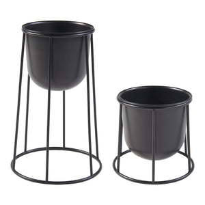 Växtställ Nesseby set om 2 metall svart [en.casa]