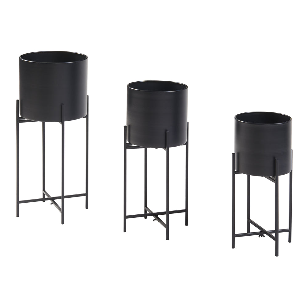 Växtställ Orsa 3-set Metall Svart [en.casa] - premiumXL