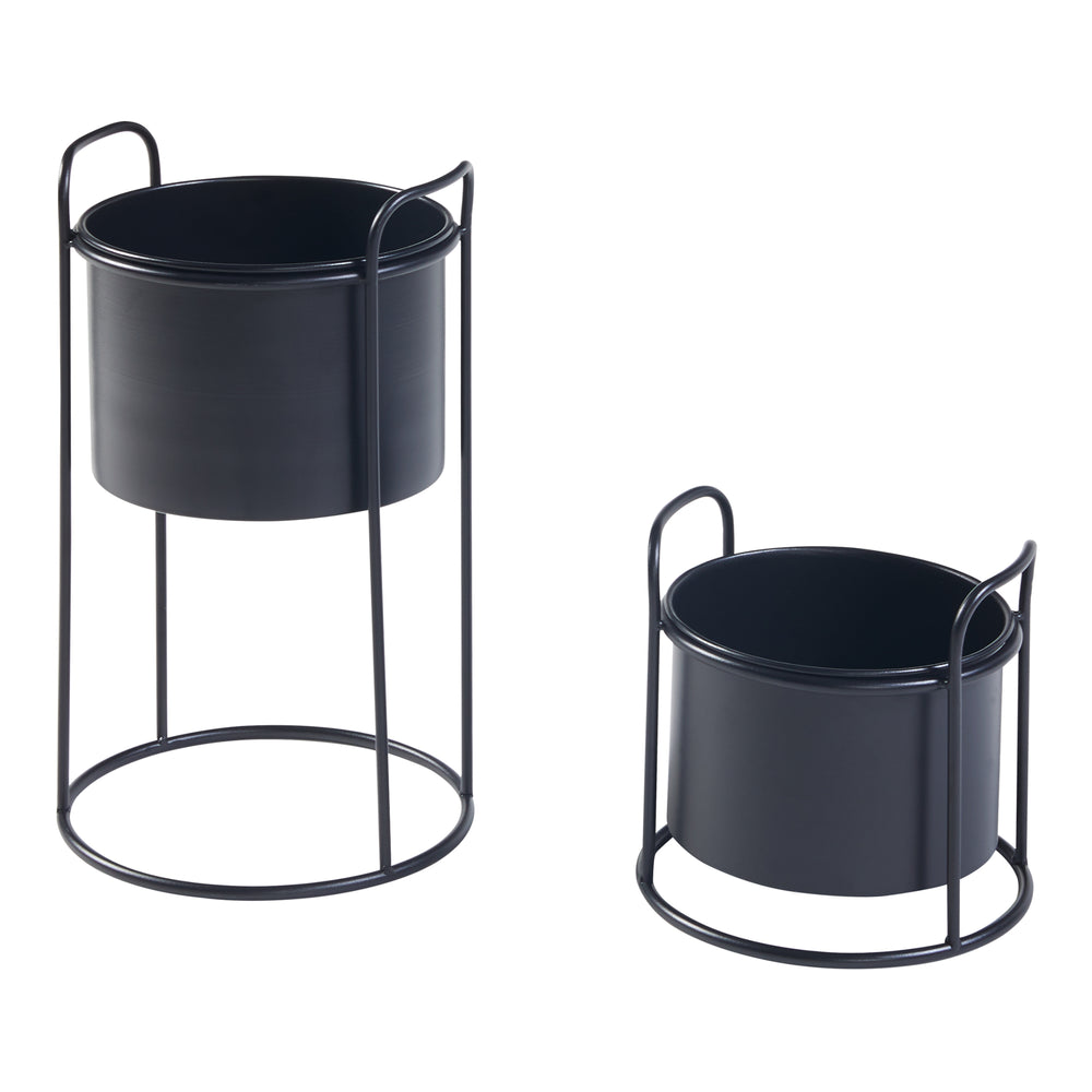 Växtställ Osen 2-set Metall Svart [en.casa] - premiumXL