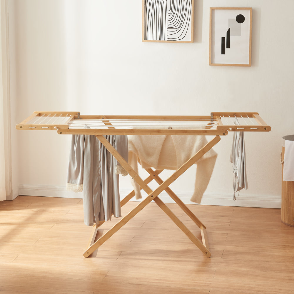 Hopfällbar torkställning Fakala 154x59x82 cm bambu [en.casa] - premiumXL