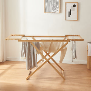 Hopfällbar klädstreck Fakala 154x59x82 cm bambu [en.casa]