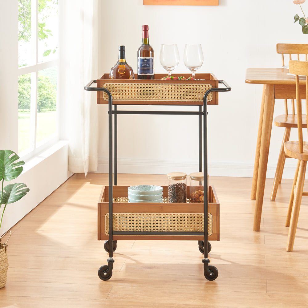 Serveringsvagn Tervola 81x61x39 cm rottinglook [en.casa] - premiumXL