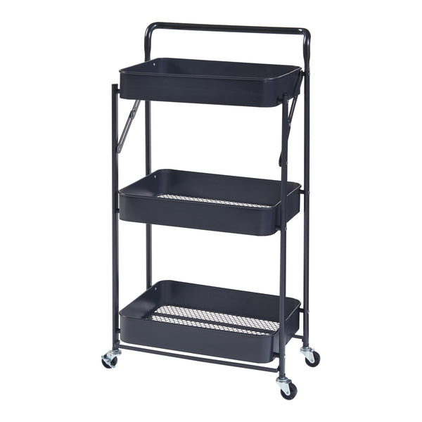 Vagn Vörå med 3 nivåer 88x45x30cm svart [en.casa]