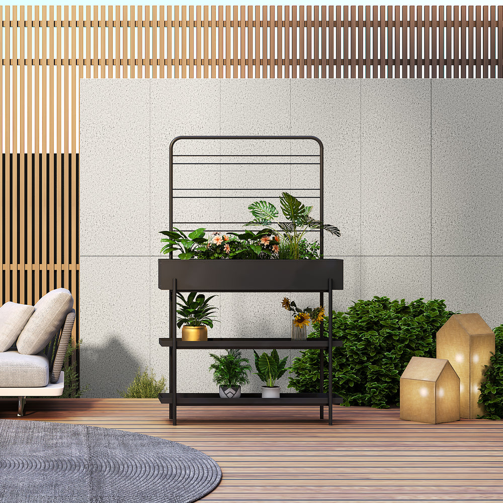 Utomhus växtställ Aalsmeer metall 154x96x24 cm svart [casa.pro] - premiumXL