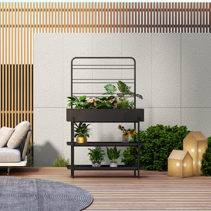 Utomhus växtställ Aalsmeer metall 154x96x24 cm svart [casa.pro]