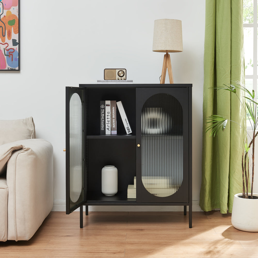 Sideboard Karlskrona 102x80x40 cm Svart, matt [en.casa] - premiumXL