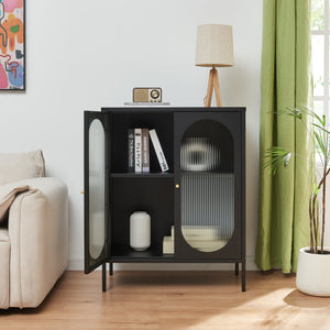 Sideboard Karlskrona 102x80x40 cm Svart, matt [en.casa]