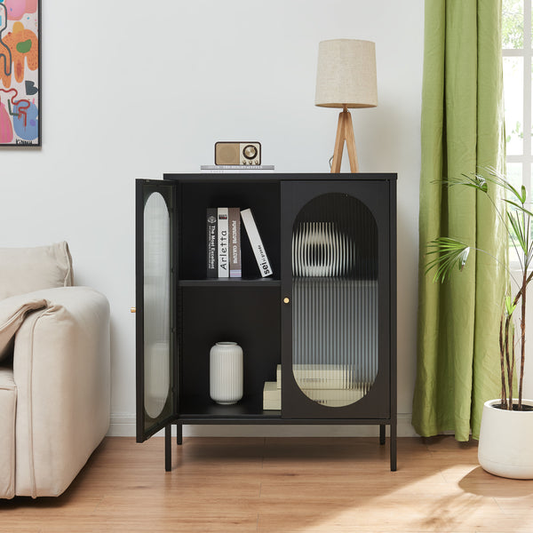 Sideboard Karlskrona 102x80x40 cm Svart, matt [en.casa]