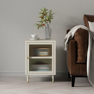 Sidobord Lindau 56x40x40 cm stål creme [en.casa] 
